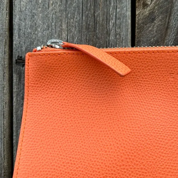 Everlane The Leather Zip Pouch Clutch Orange - Picture 3 of 15